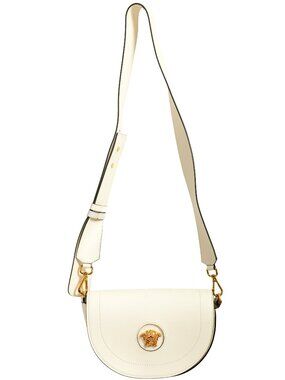 Versace Women's Grainy Leather Gold Medusa Half Moon Handbag Shoulder Bag
